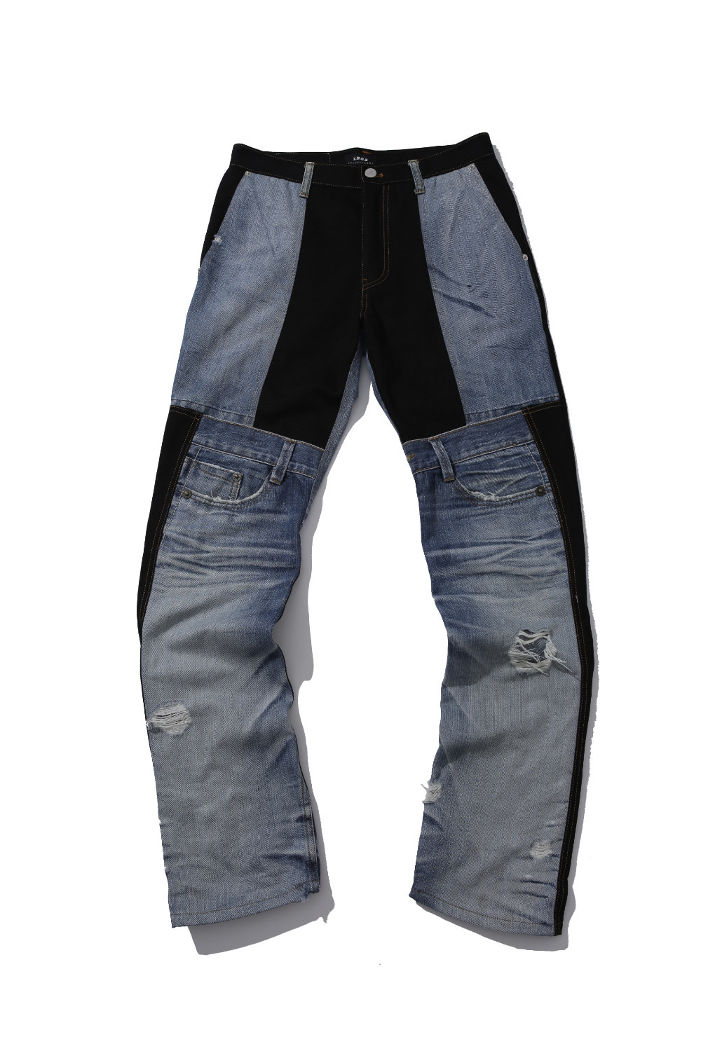 Deconstructed denim pants 001