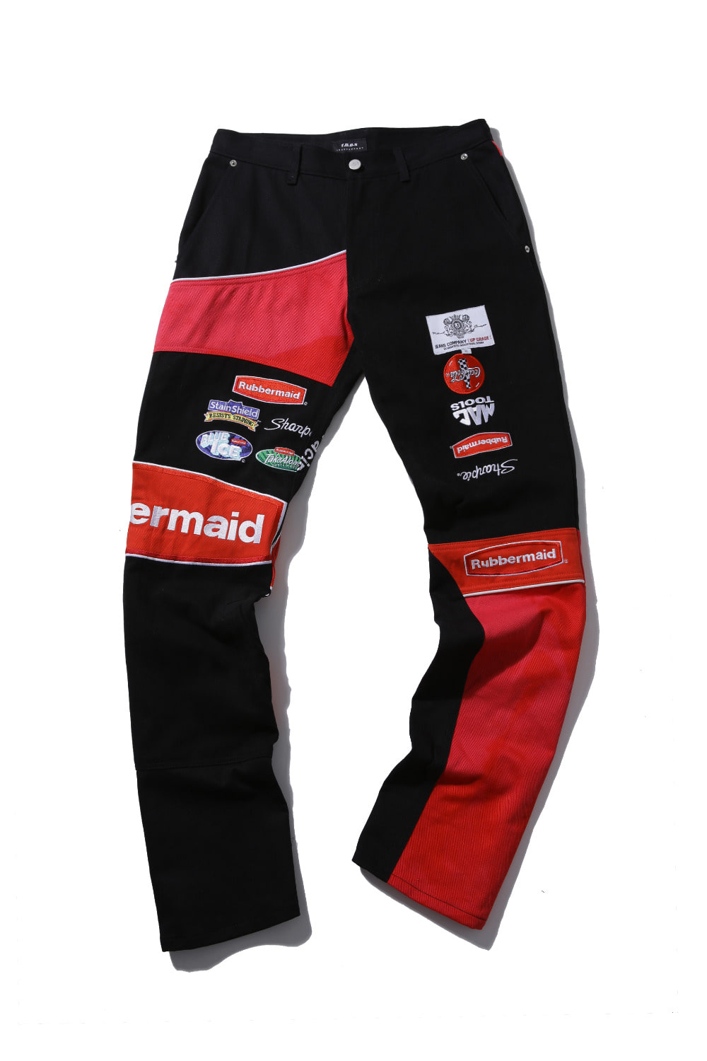 Red patch racing pants