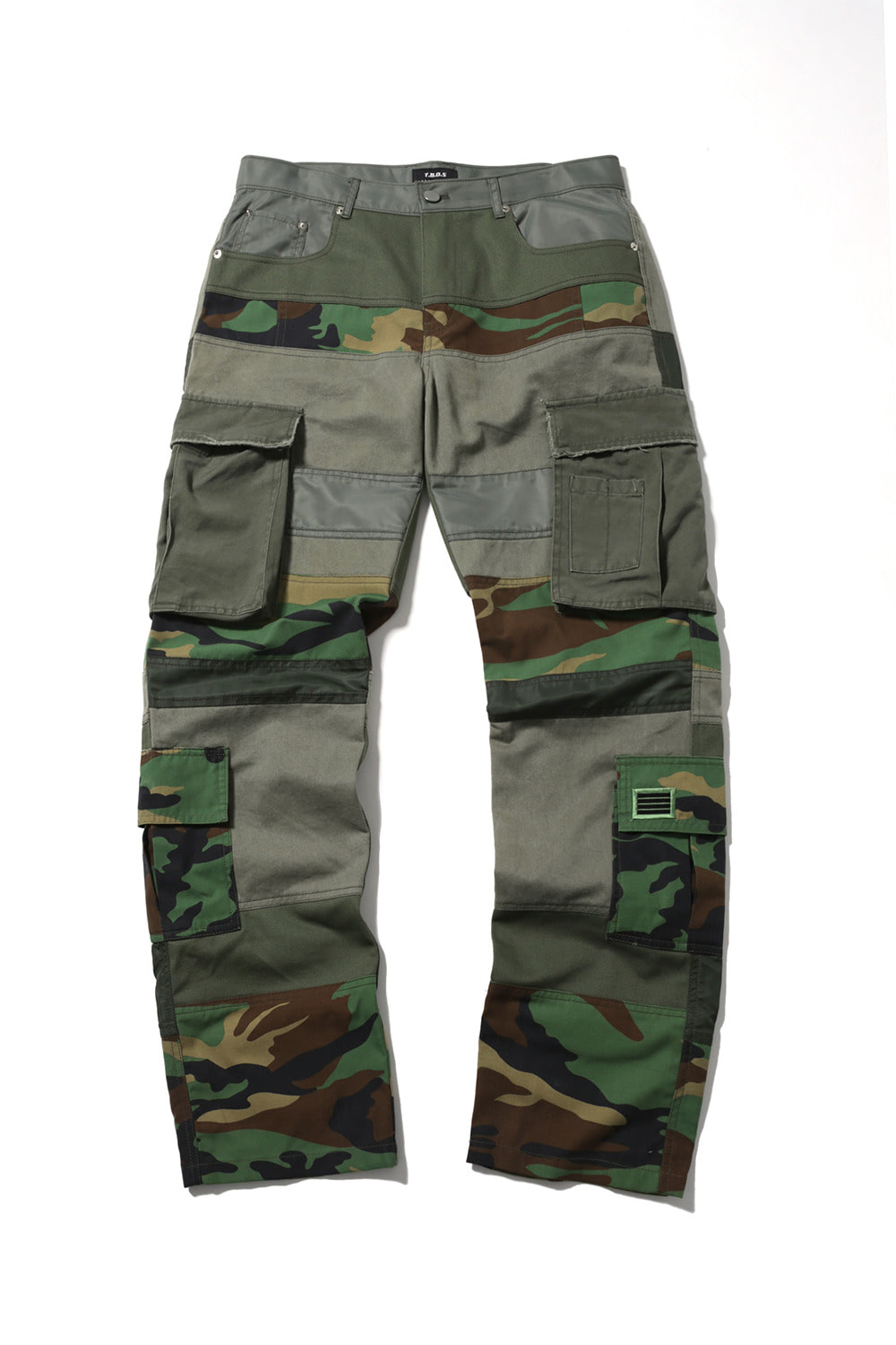 Deconstructed camouflage pants with the rank insignia of sergeant in Korean army